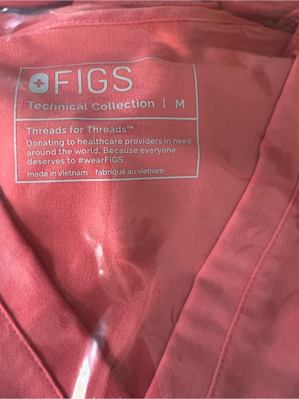 Figs Coral V-Neck Technical Top